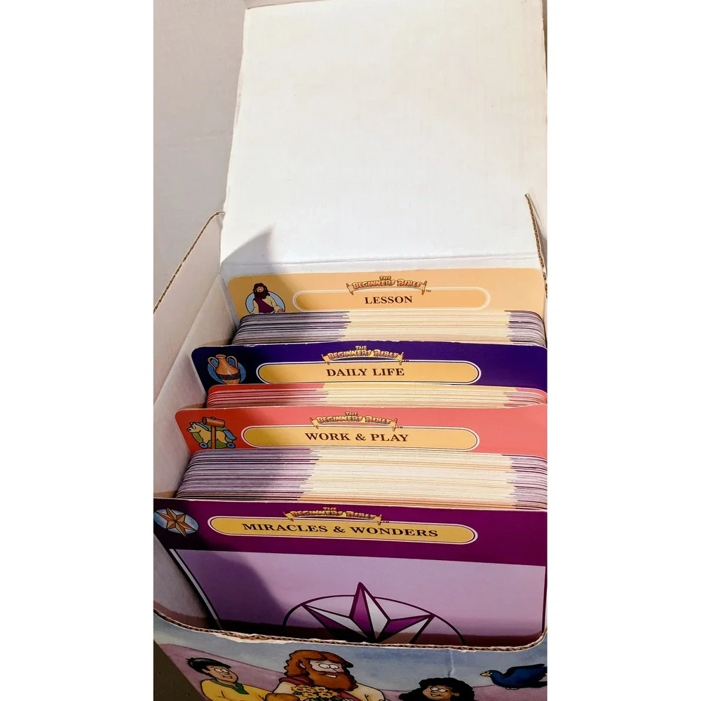 Grolier The Beginners Bible Flashcards Kids OS Blue Good Religious Educational